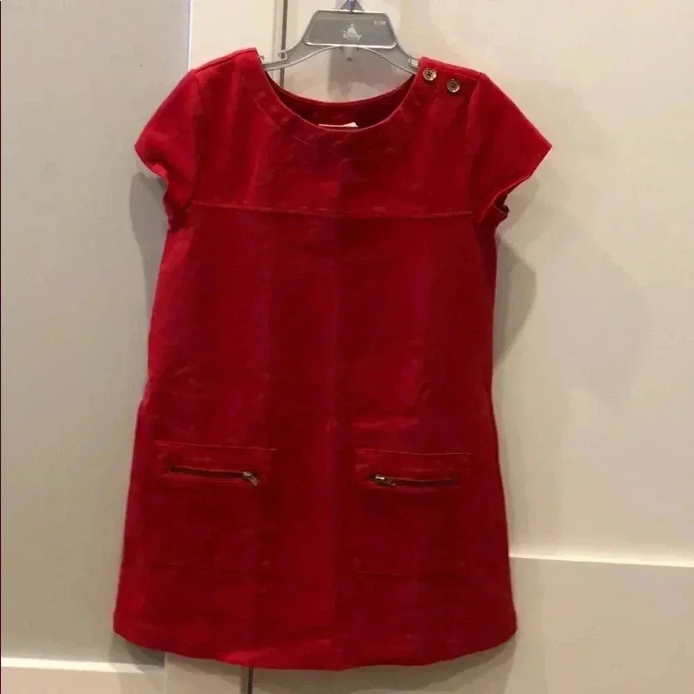 Girls red shift dress - 5/6
